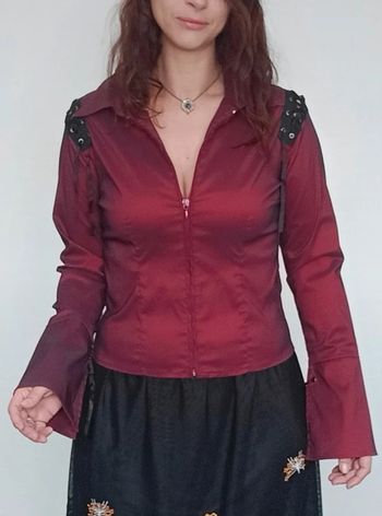 Chemise stretch irisée bordeaux taille 40