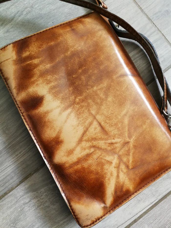 Sac à main vintage en cuir marron beige - photo numéro 15