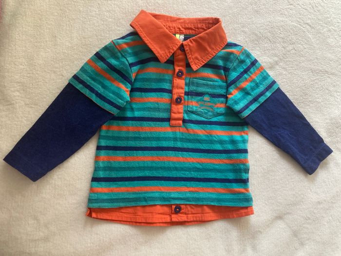 Polo manches longues rayé taille 12 mois