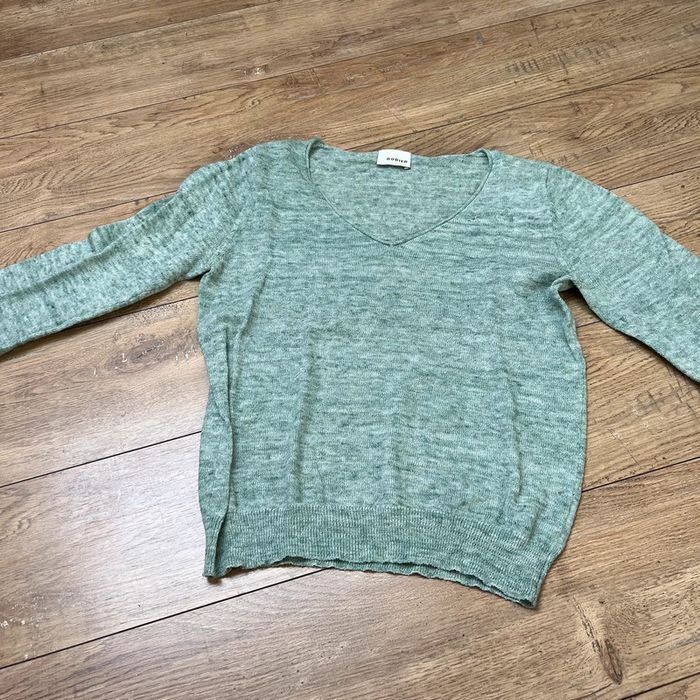 Pull Rodier couleur vert d’eau manches longues en coton taille 36 - photo numéro 4