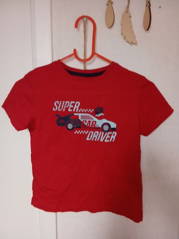 Tee shirt garçon npo rouge motif voiture 6 ans été 