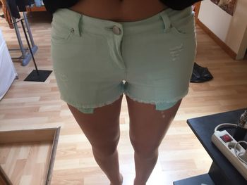 Short en jean vert d’eau