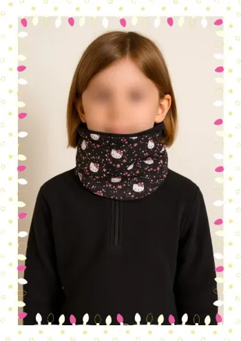 🖤 Snood polaire tissu Hello Kitty – Enfant – Taille unique 🎀