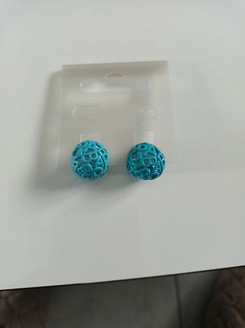 Boucle clous boule bleu turquoise