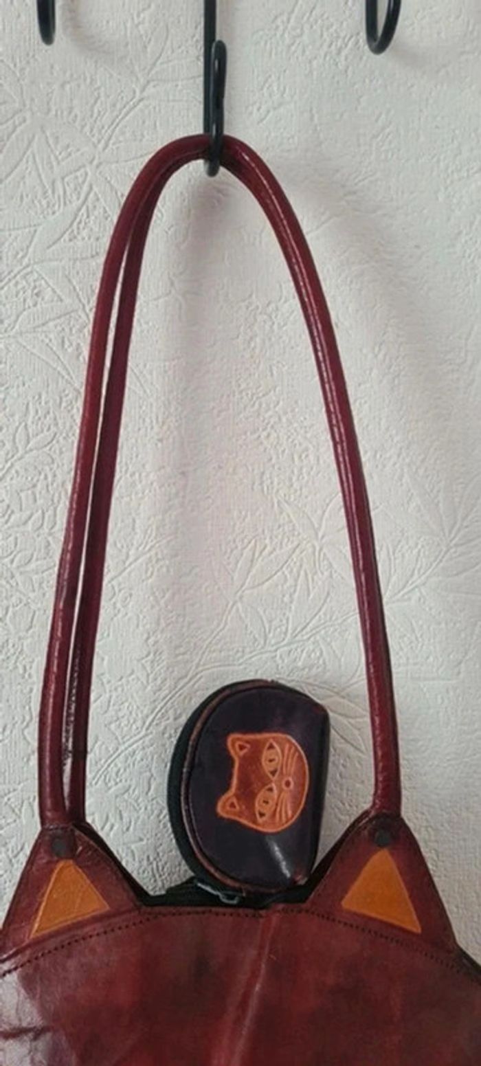 Sac porté épaule + porte monnaie assorti 100% cuir - photo numéro 3
