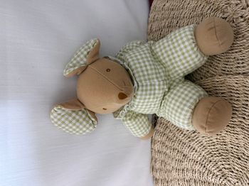 doudou souris ajena peluche doudou souris tissus a carreaux vert + grelot 