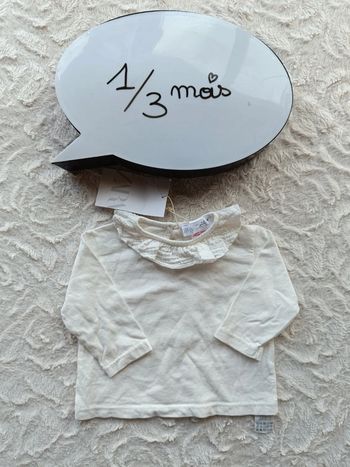 Blouse tunique chemise manches longues Fille 1/3 mois joli col Zara 100% coton