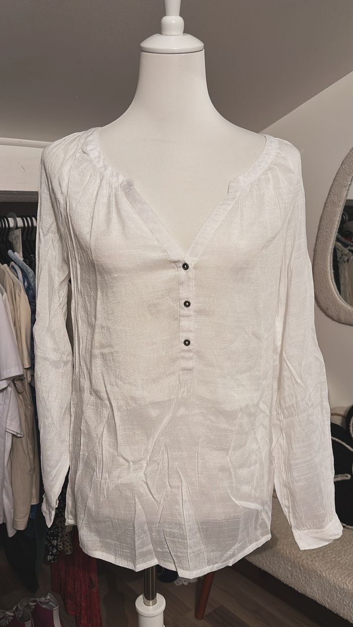 Blouse blanche longue Camaïeu T38