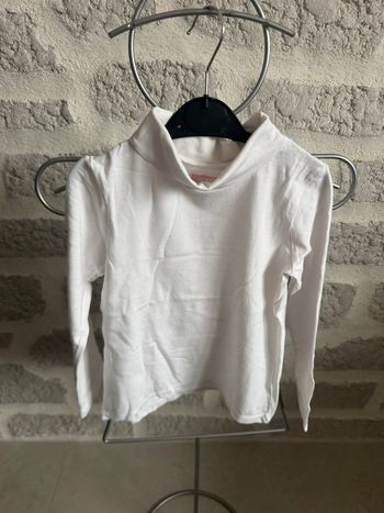 Tee shirt fille col roulé hiver blanc 6 ans manches longues ski