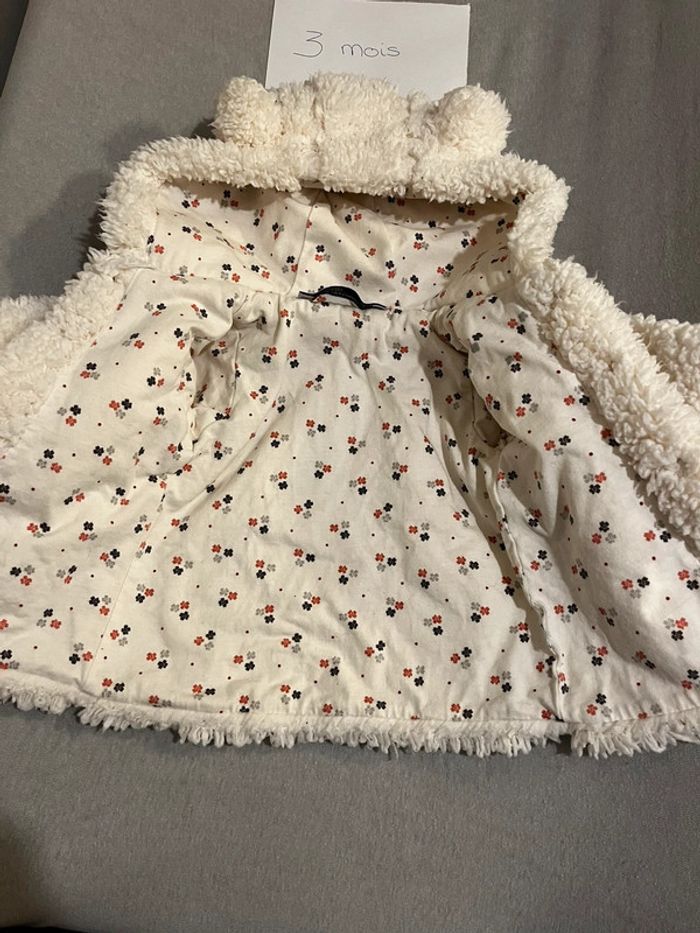 Manteau bébé en moumoute blanc - 3 mois - photo numéro 2
