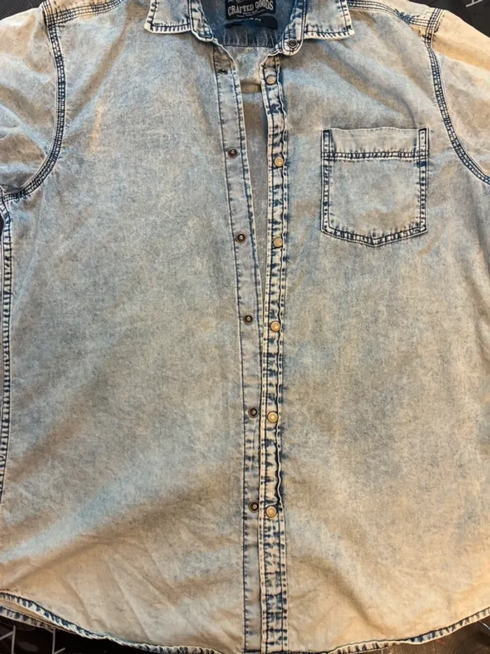 Chemise manche courte couleur jeans - photo numéro 4