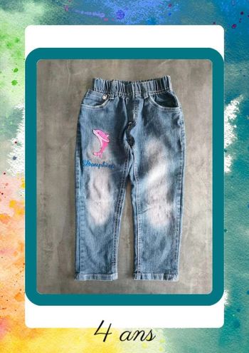 jeans avec dauphin rose / 4 ans