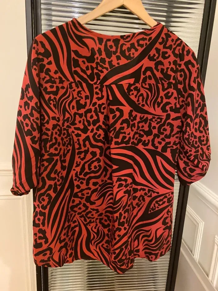 Chemisier neuf viscose rouge et noir taille unique - photo numéro 2