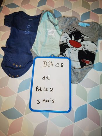 D2418 - lot de 3 bodies garçon3 mois