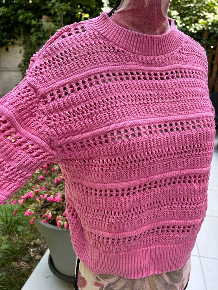 Pull été façon crochet rose fille coton - h&m 158 164 cm 12 14 ans - photo numéro 2