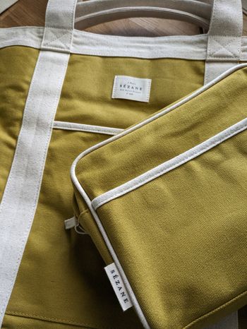 Ensemble sac week-end + trousse Sezane vert olive Neuf