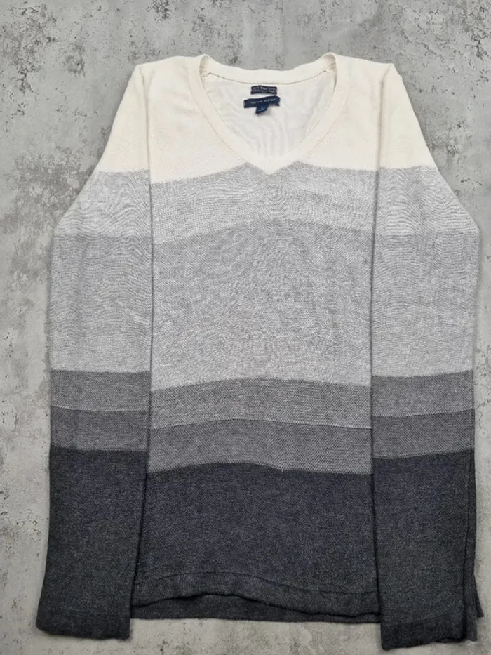 Pull col V Tommy Hilfiger – Dégradé de gris – Taille M/38 Femmes - photo numéro 3