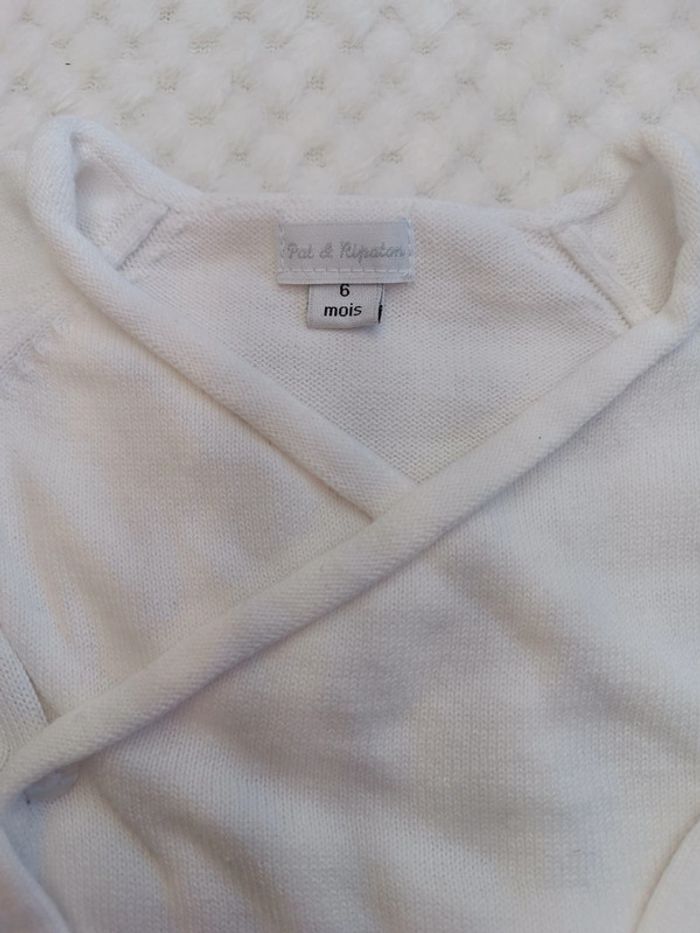 🔸Gilet Croisé Kimono Blanc Pat & Ripaton – 6 mois🔸 - photo numéro 3