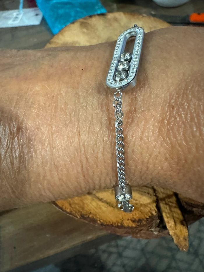 Bracelet épinglé fermée cristaux qui bougent à l’intérieur - photo numéro 3