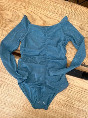 Bodie fille Zara 10 ans à paillettes princesse fête bleu body t-shirt drapé