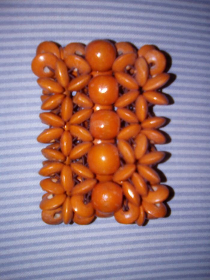 Bracelet bois orange vintage