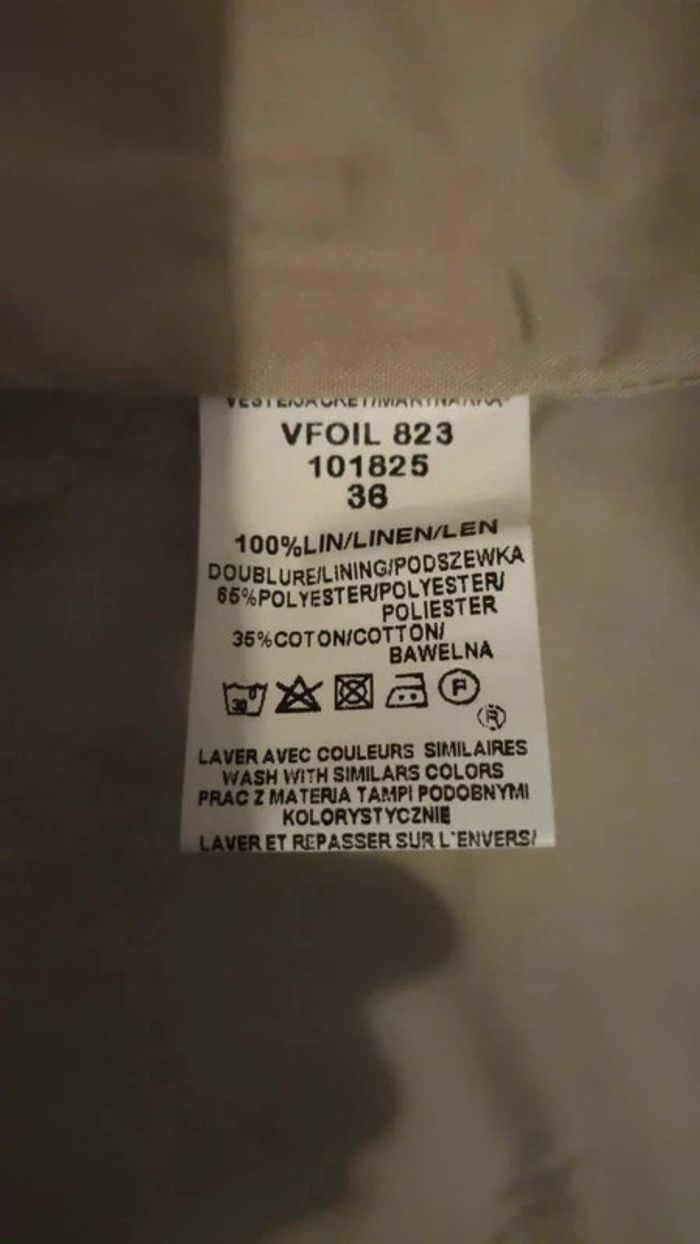 Veste Jacqueline Riu beige chiné, 100% lin, taille 36, allure naturelle chic - photo numéro 4