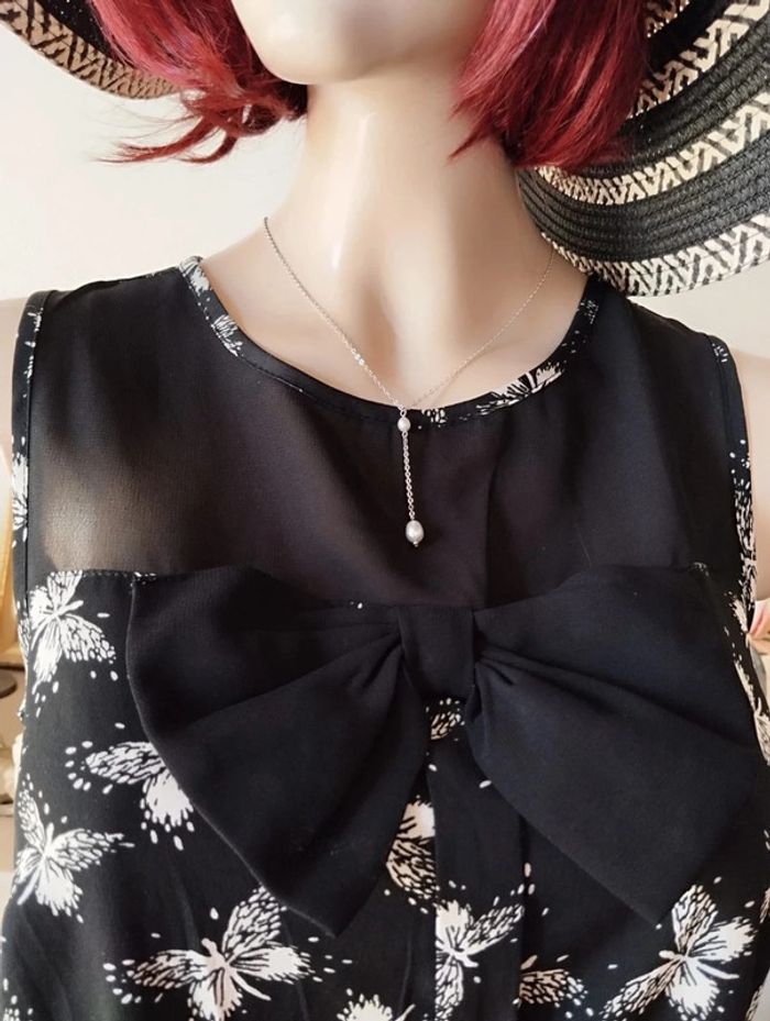 🖤Robe Légère Décolleté Voile & Noeud Atmosphère T34/36🖤 - photo numéro 12