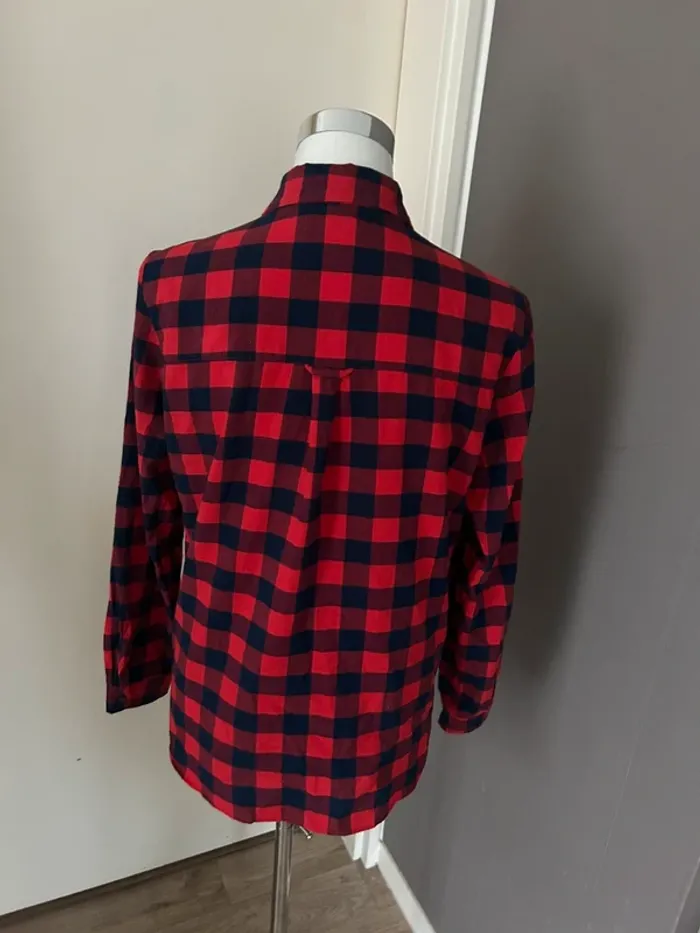 Zara chemise à carreaux rouge femme, taille M/38 - photo numéro 3