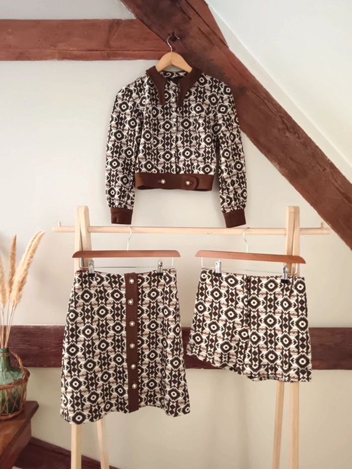 Ensemble trois pièces marron années 70