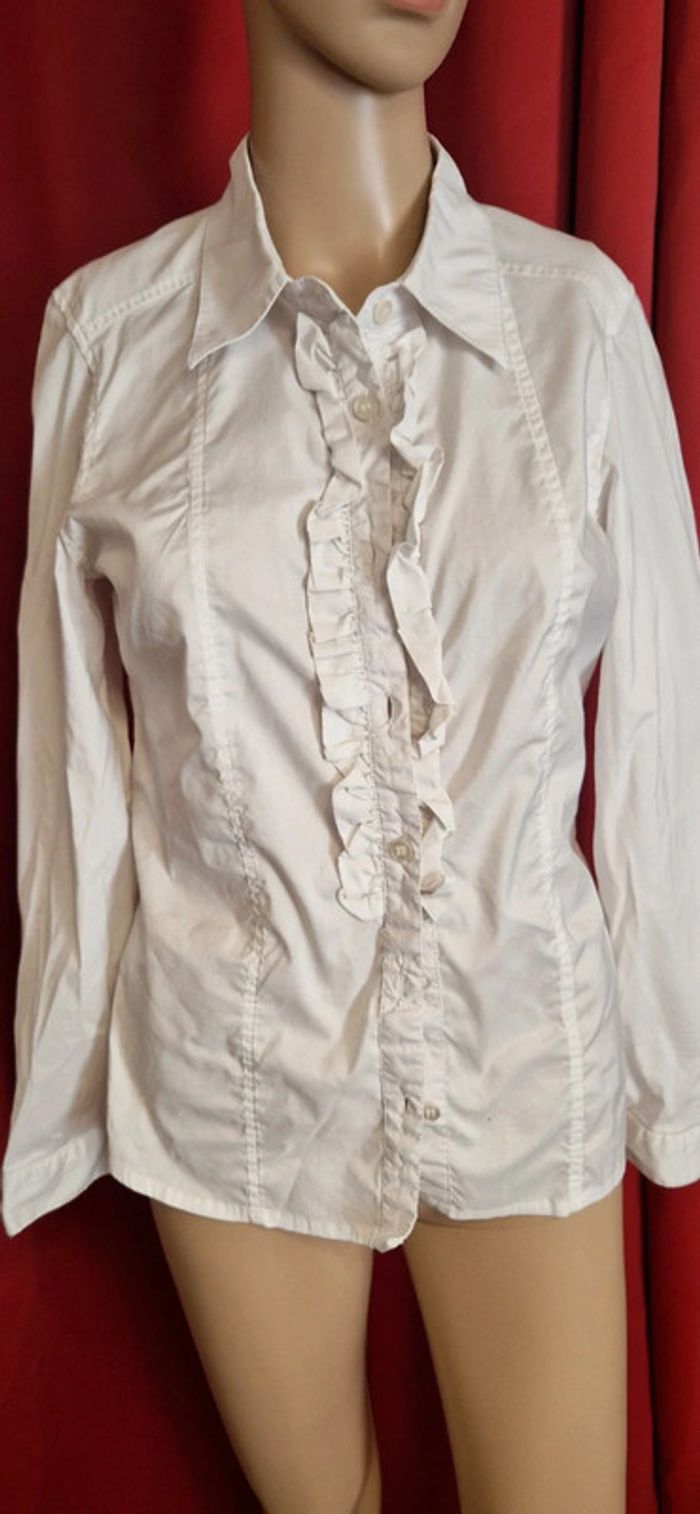 Chemisier cintré femme devant froufrou taille42