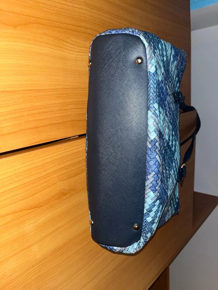 Sac à main bleu à motif géométrique (moyen) - photo numéro 3