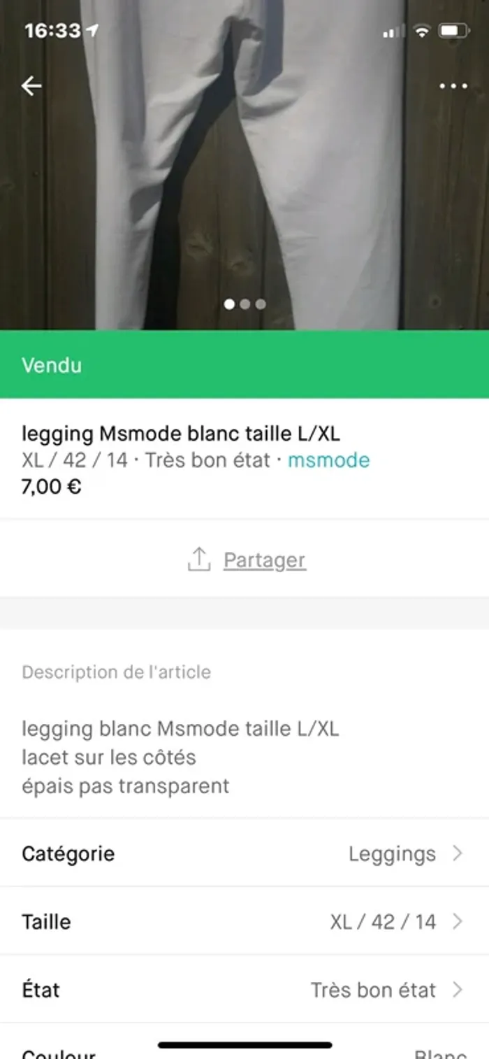 Legging corsaire 3/4 MSmode blanc taille L XL - photo numéro 4