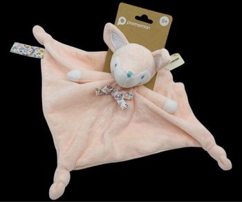 ❤️B3773 Doudou Biche Faon Plat Mouchoir ORCHESTRA PREMAMAN Rose Saumon