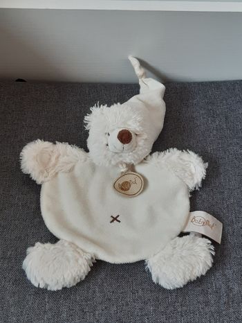 Peluche / Doudou plat ours blanc Baby Nat