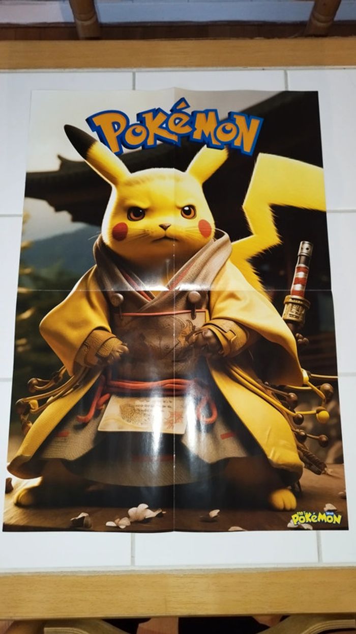 Grand Poster affiche Pokemon Fabuleux Pikachu Samurai samourai