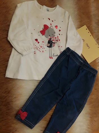 Ensemble t shirt + pantalon bébé fille 12 mois