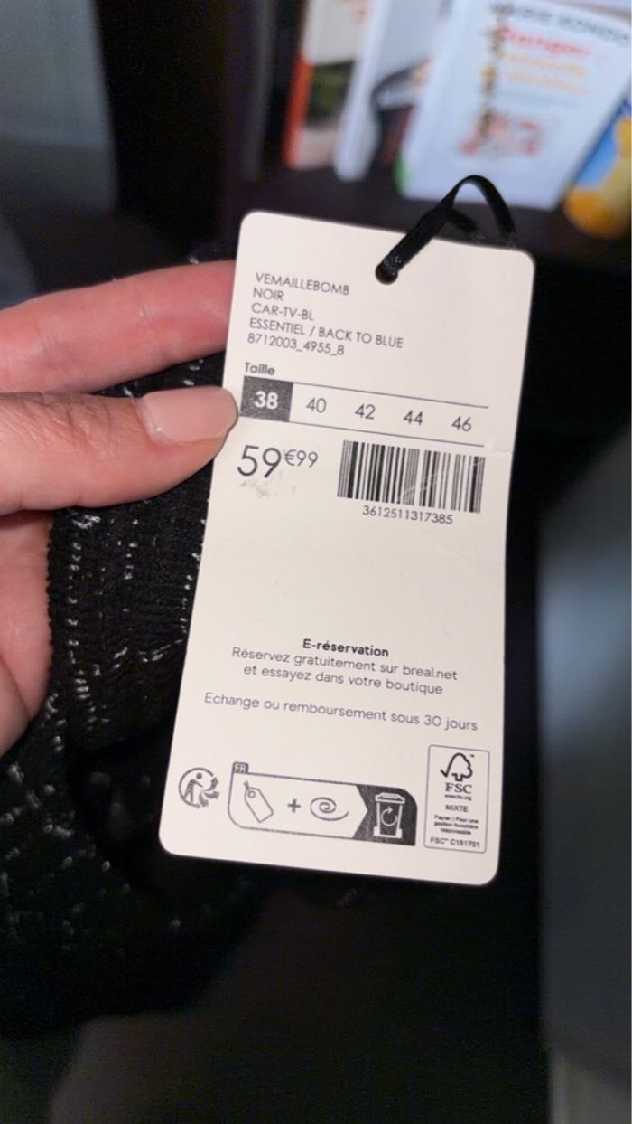 Bréal - Veste bomber en maille texturée - Taille 38 - Noir/Blanc - Neuf avec étiquette - photo numéro 5