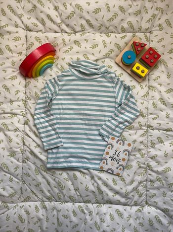 sous pull col roulé turquoise et blanc 36 mois tex
