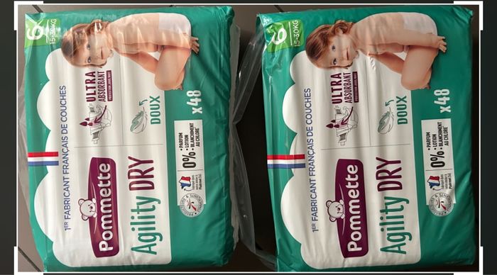 2 paquets de couches taille 6
