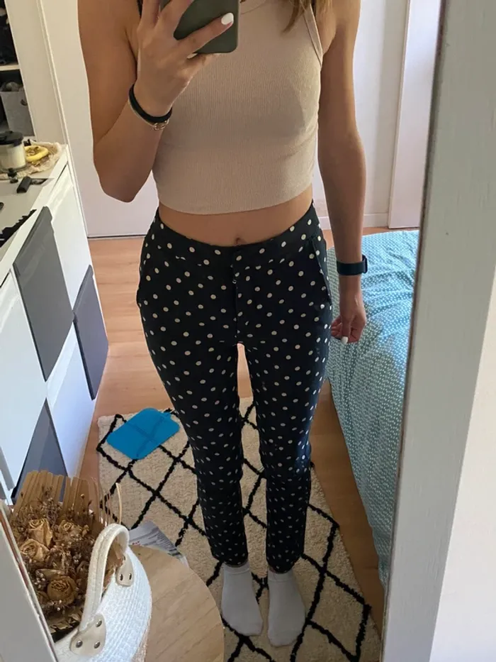 Pantalon slim à pois - Mango - photo numéro 2