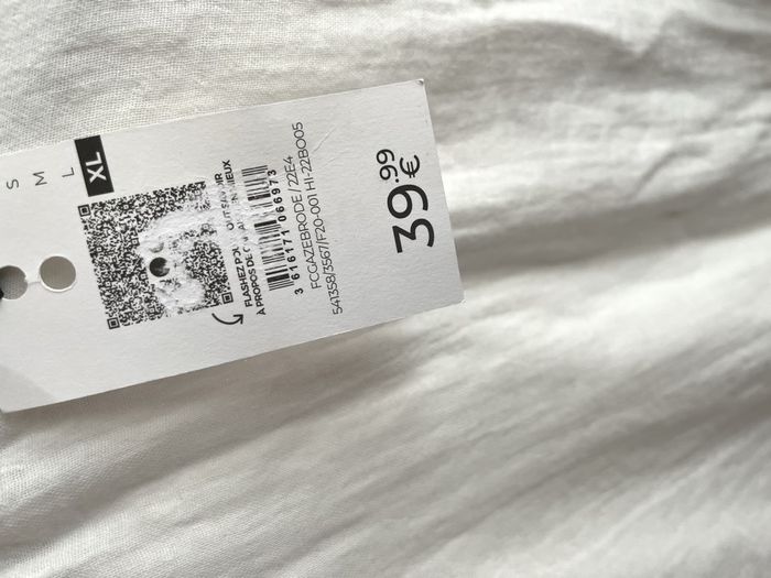 Blouse, tunique, chemisier blanc et noir taille XL, 100% coton - photo numéro 5