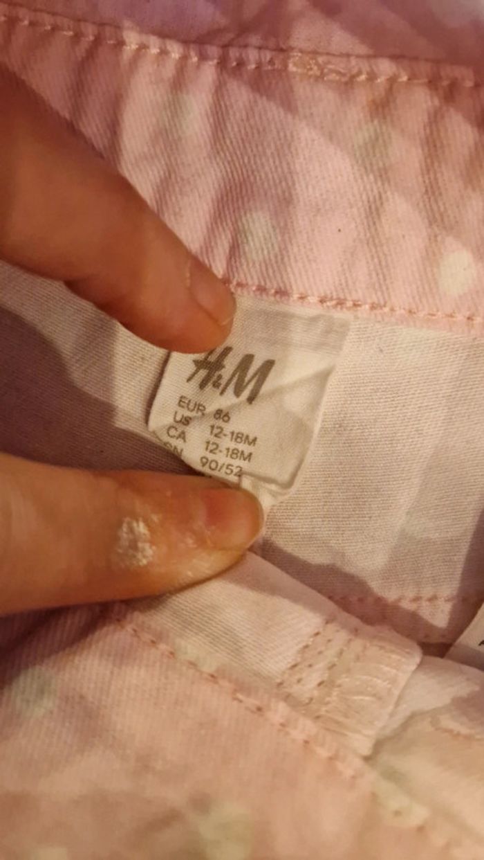 Salopette courte rose pale à pois blanc H&M 🌸 12/18 mois - photo numéro 4