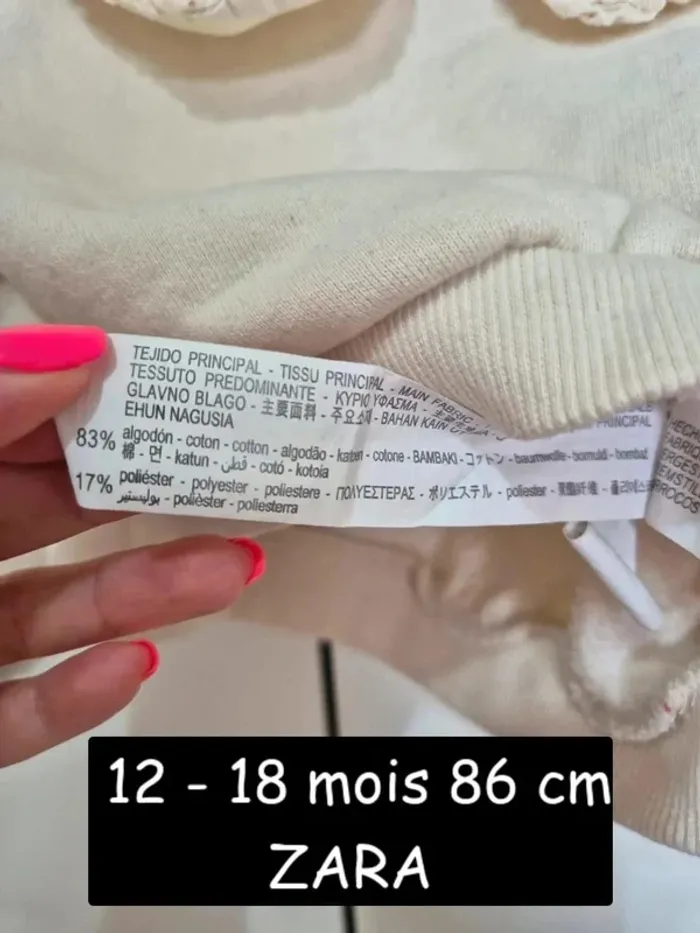 Pull court col Claudine ZARA 12 18 mois 86 cm beige - photo numéro 4
