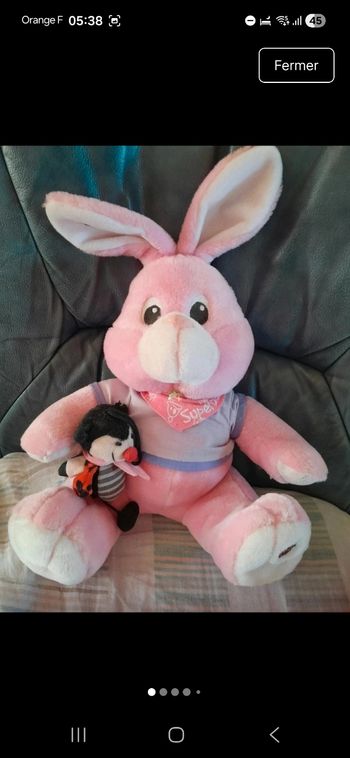 Lapin en peluche avec coccinelle 