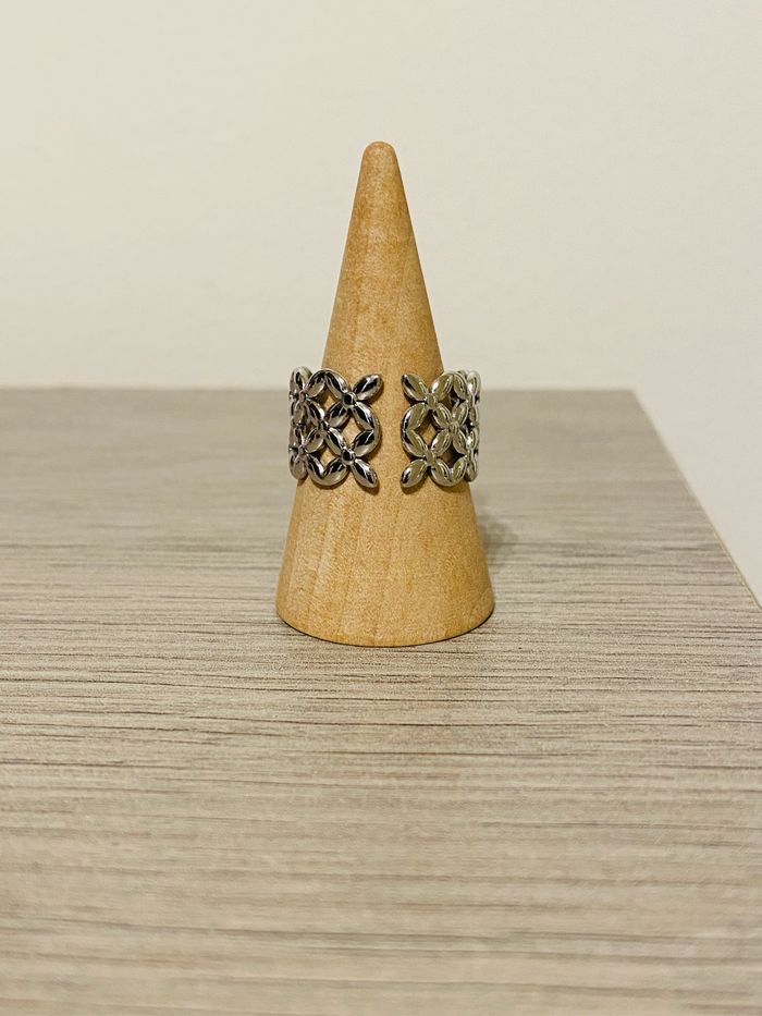 Bague épaisse ajustable argenté matelassée acier inoxydable - photo numéro 3