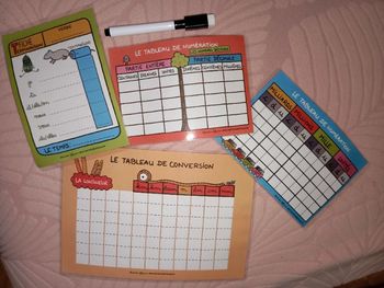 Lot 4 fiches de révisions + feutre ardoise