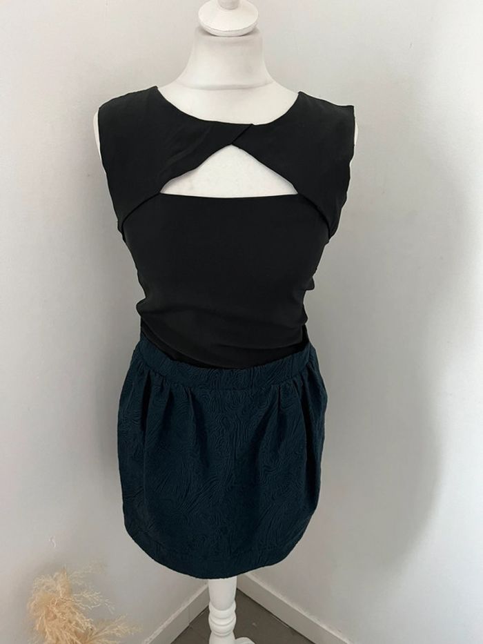 Robe bi matière soie Maje XS