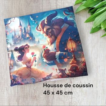 Housse de coussin la Belle et la bête princesses Disney