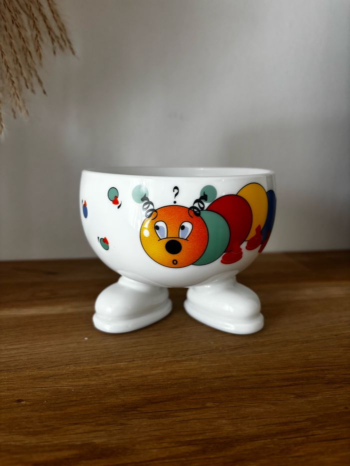 Vintage bol chenille en opaline