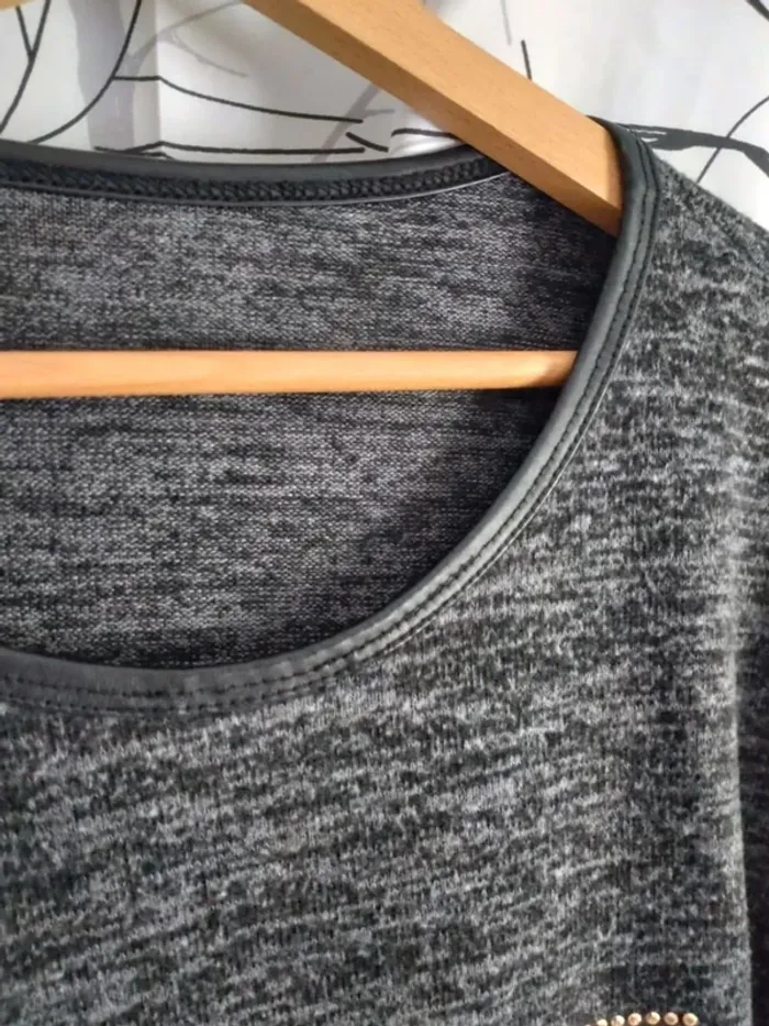 Pull fin manches longues femme gris chiné NY City of Dreams - photo numéro 3